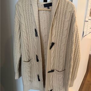 Nili Lotan wool Hansel hooded Cable Knit Cardigan with Toggle Buttons